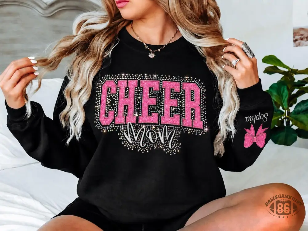 Custom Cheerleading Mom Bling Rhinestone Crewneck Sweatshirt