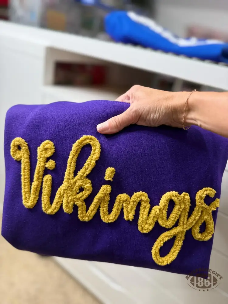 Custom Chenille, Hand-Yarn Stitching, Textured Lettering Crewneck