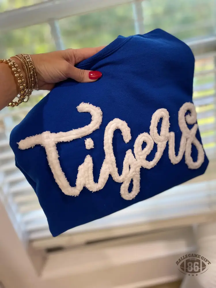 Custom Chenille, Hand-Yarn Stitching, Textured Lettering Crewneck