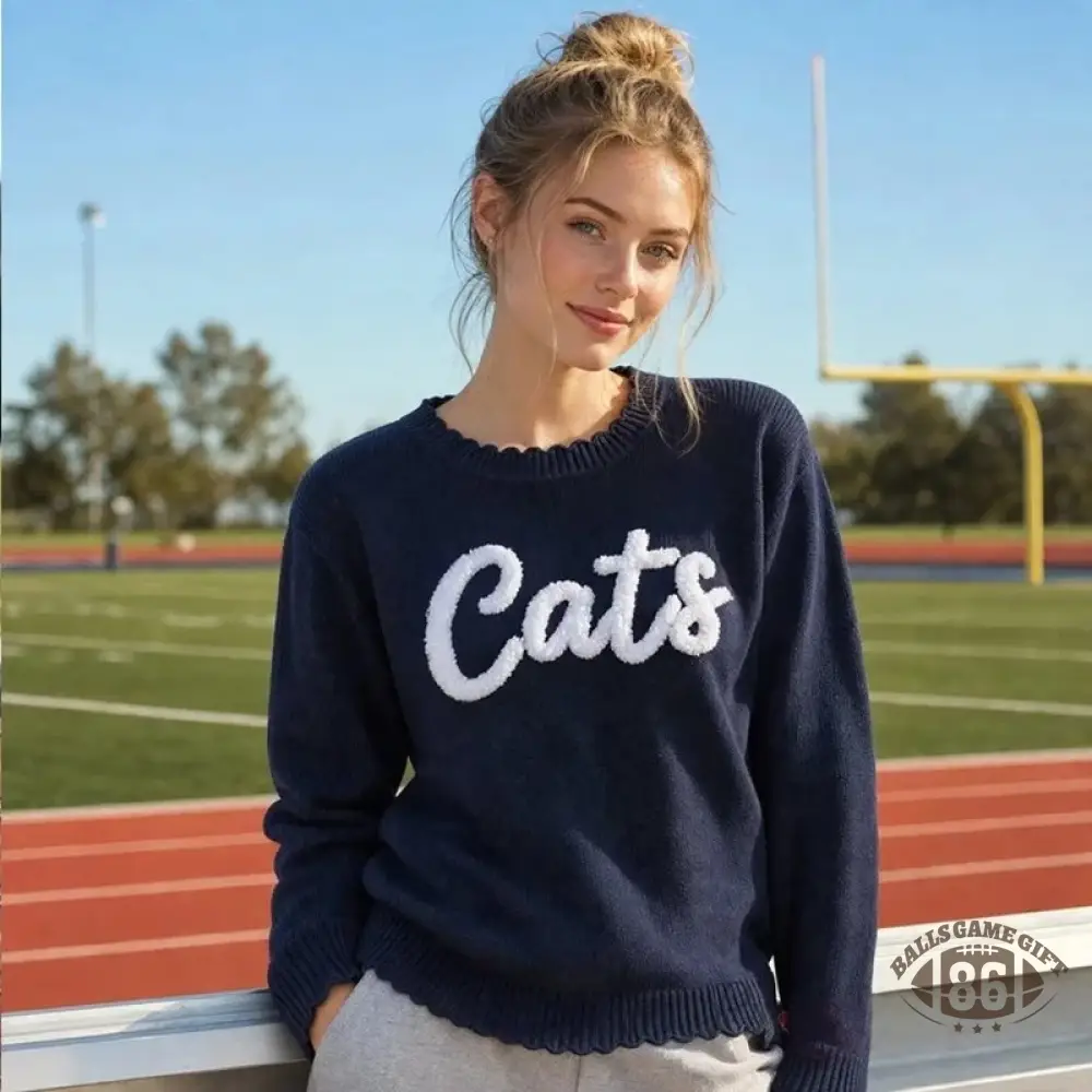 Custom Chenille Letter Ruffle Trim Sweater — Cozy Game Day Crewneck