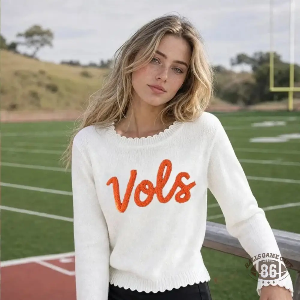 Custom Chenille Letter Ruffle Trim Sweater — Cozy Game Day Crewneck