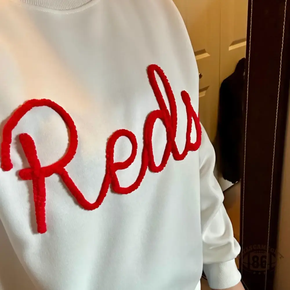 Custom Chenille Lettering Team Name Sweatshirt, Embossed Mascot Sweatshirt