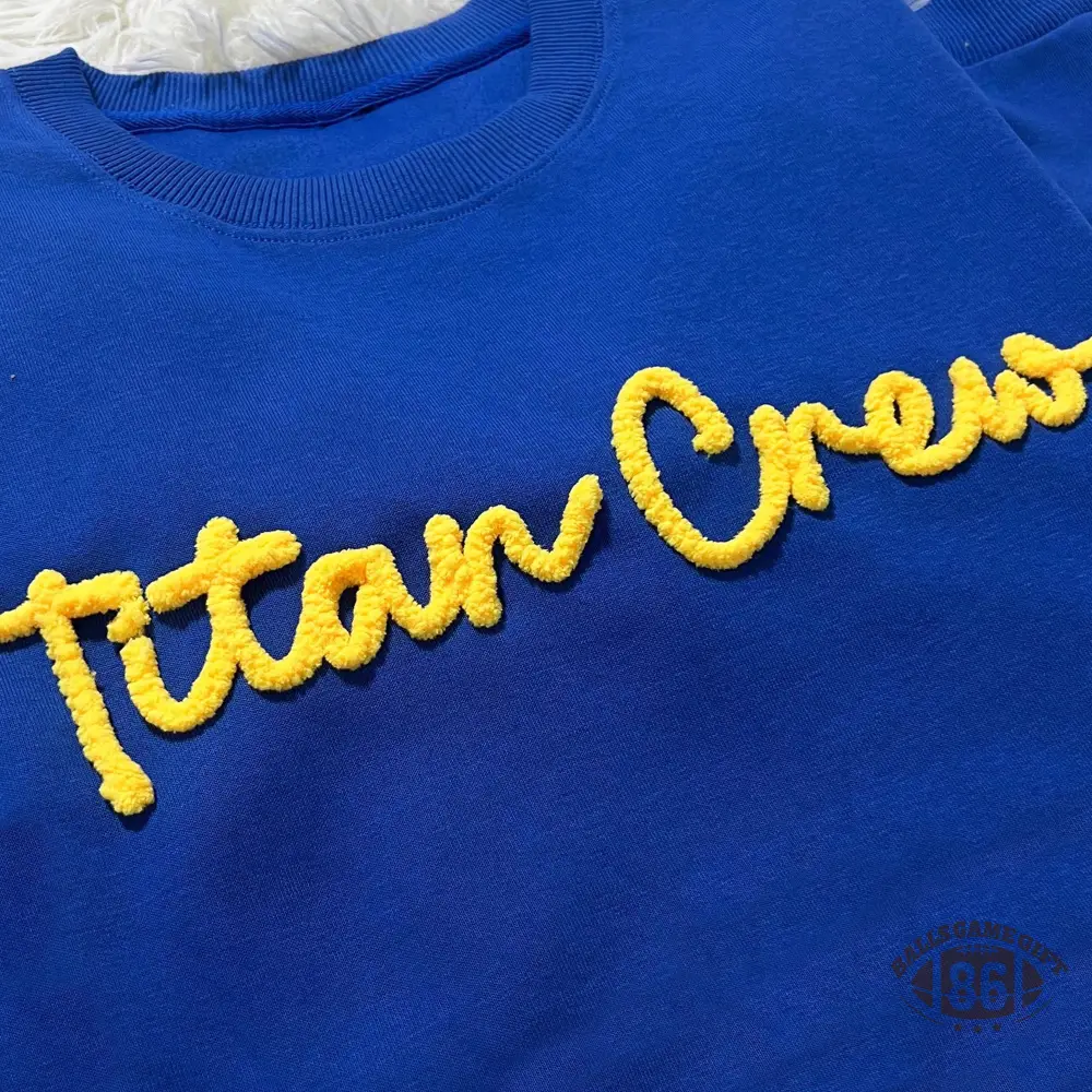 Custom Chenille Lettering Team Name Sweatshirt, Embossed Mascot Sweatshirt