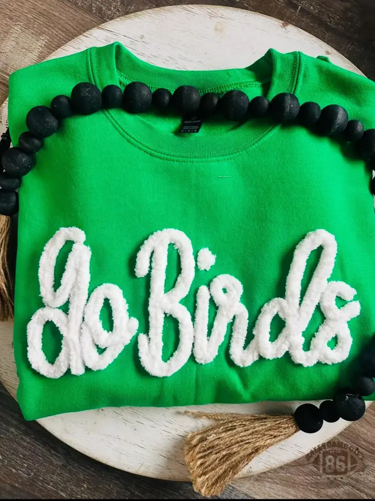 Custom Chenille Mascot Embroidery School Spirit Sweatshirt Crewneck