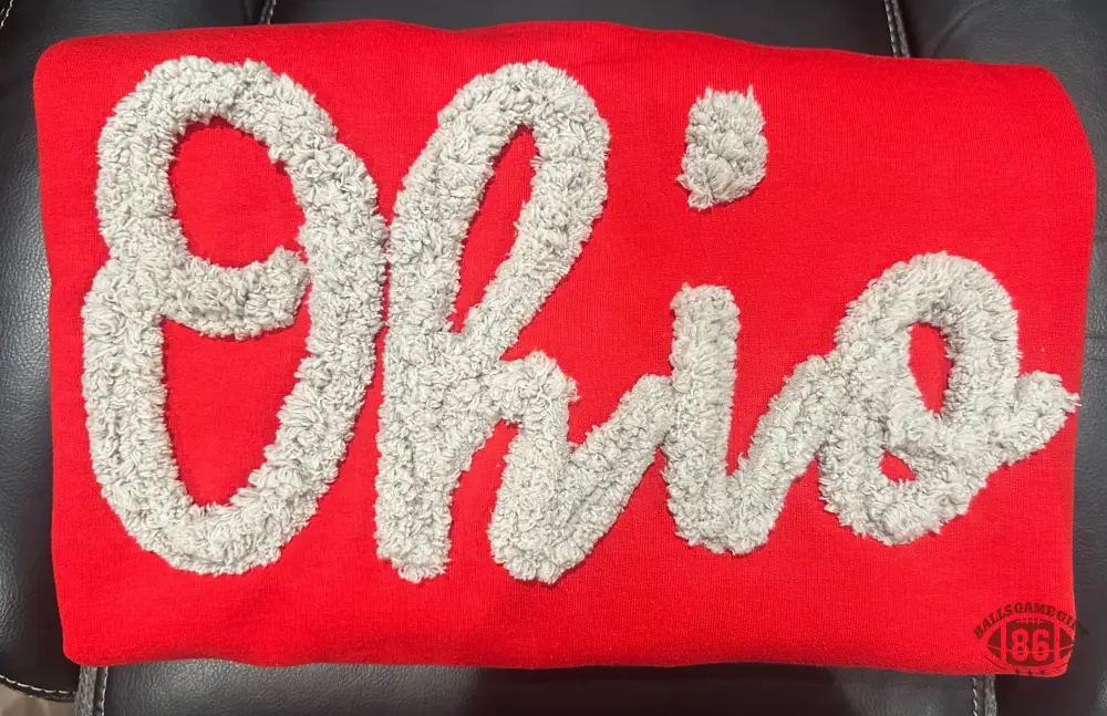 Custom Chenille Mascot Embroidery School Spirit Sweatshirt Crewneck