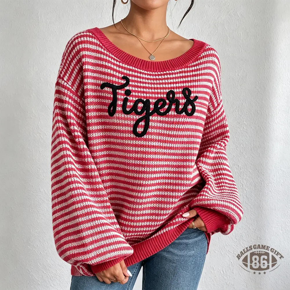 Custom Chenille Team Name Sweater, Women's Game Day Spirit Knit Top 