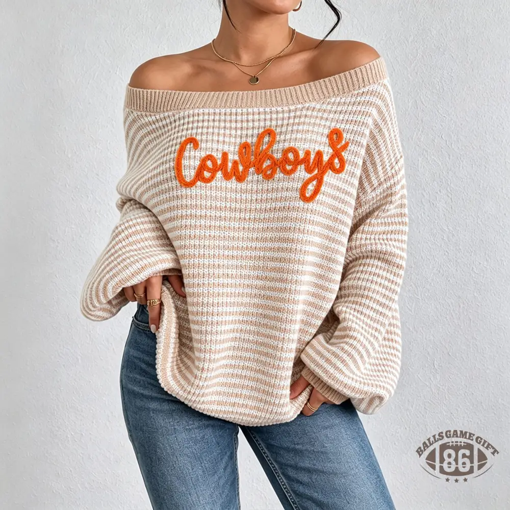 Custom Chenille Team Name Sweater, Women's Game Day Spirit Knit Top 