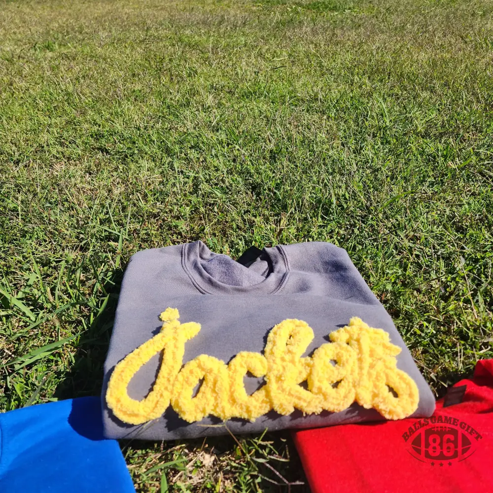 Custom Chenille YARN EMBROIDERED Sweatshirt Chenille Game Day Fuzzy Letter
