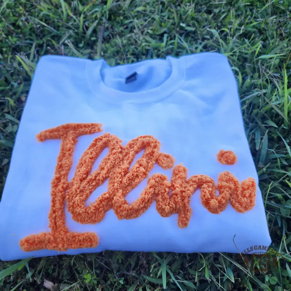 Custom Chenille YARN EMBROIDERED Sweatshirt Chenille Game Day Fuzzy Letter