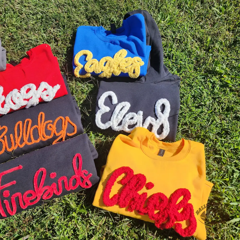 Custom Chenille YARN EMBROIDERED Sweatshirt Chenille Game Day Fuzzy Letter