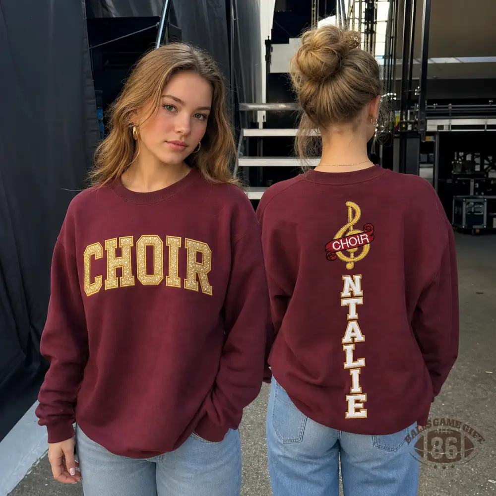 Custom Choir Crewneck Sweatshirt, Personalized Treble Clef Vertical Name Choir Pullover, Gift For Choir Singer