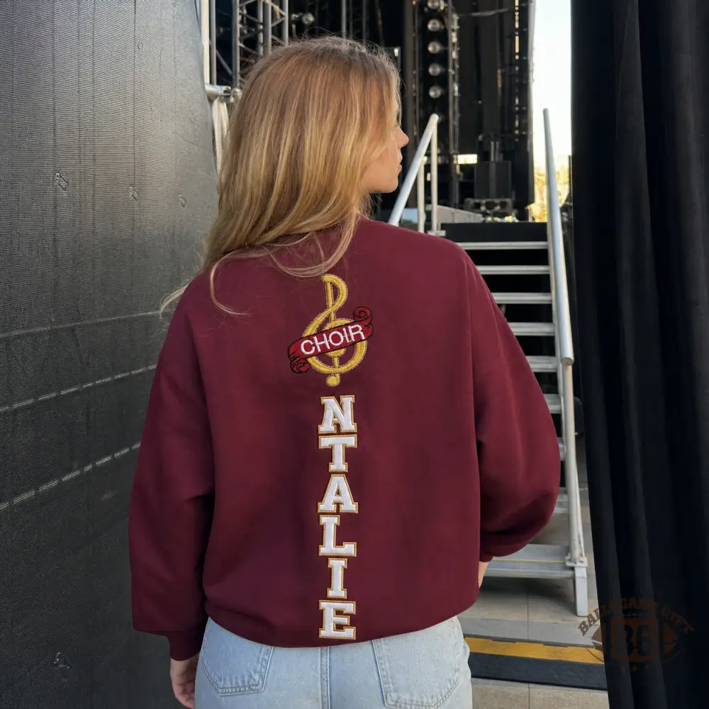 Custom Choir Crewneck Sweatshirt, Personalized Treble Clef Vertical Name Choir Pullover, Gift For Choir Singer