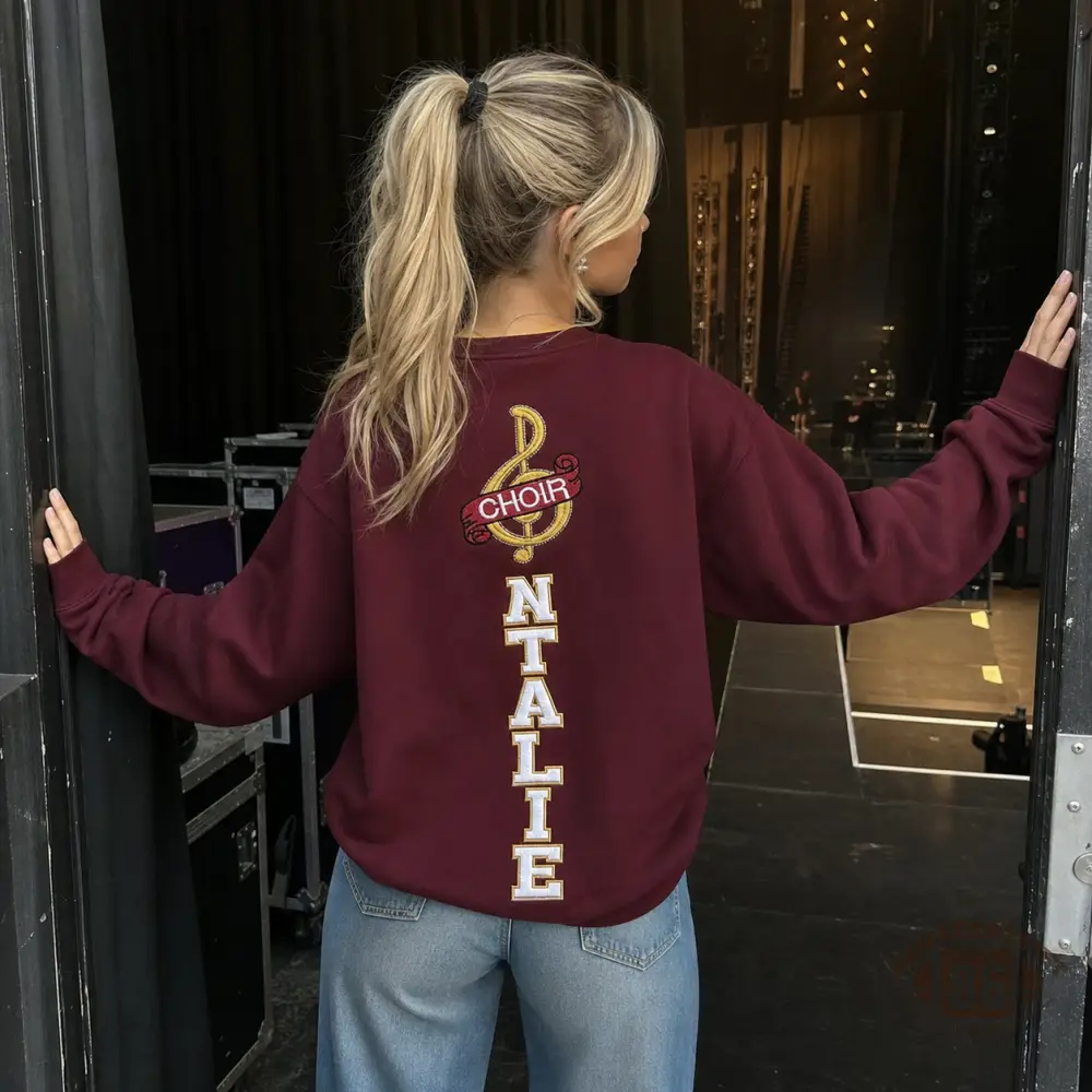 Custom Choir Crewneck Sweatshirt, Personalized Treble Clef Vertical Name Choir Pullover, Gift For Choir Singer