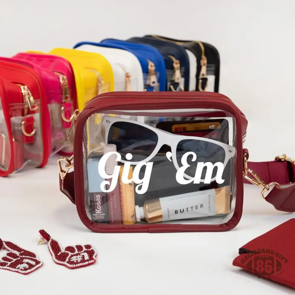 Custom Clear Crossbody Purse Name Stadium Game Day Gift Bag With Strap
