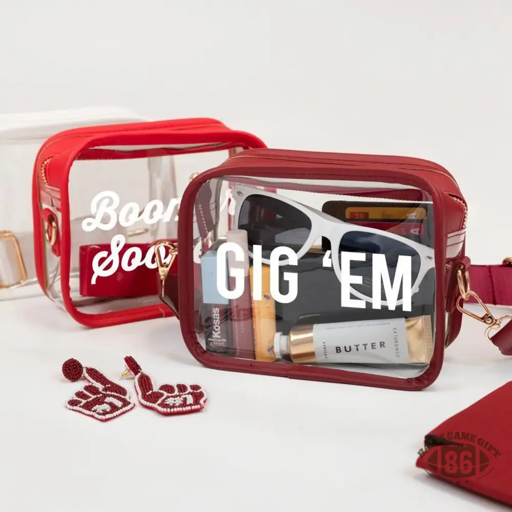 Custom Clear Crossbody Purse Name Stadium Game Day Gift Bag With Strap