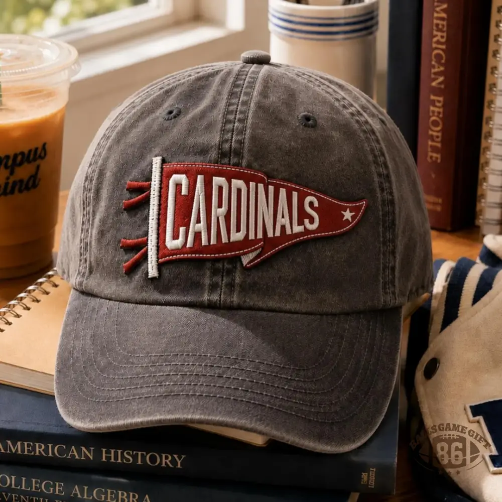 Custom College Game Day Pennant Vintage Washed Baseball Hat