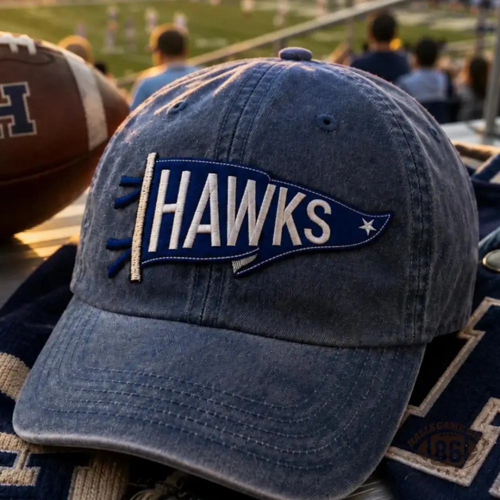 Custom College Game Day Pennant Vintage Washed Baseball Hat