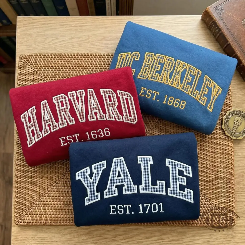 Custom College Patchwork Shirt, University Gingham Applique Tee