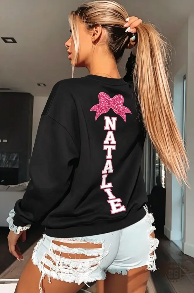 Custom Dance Mom Sweatshirt Personalized Name Bow Back Crewneck