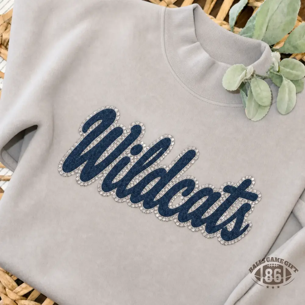 Custom Denim Applique Team Name Game Day Mock Neck Sweatshirt 