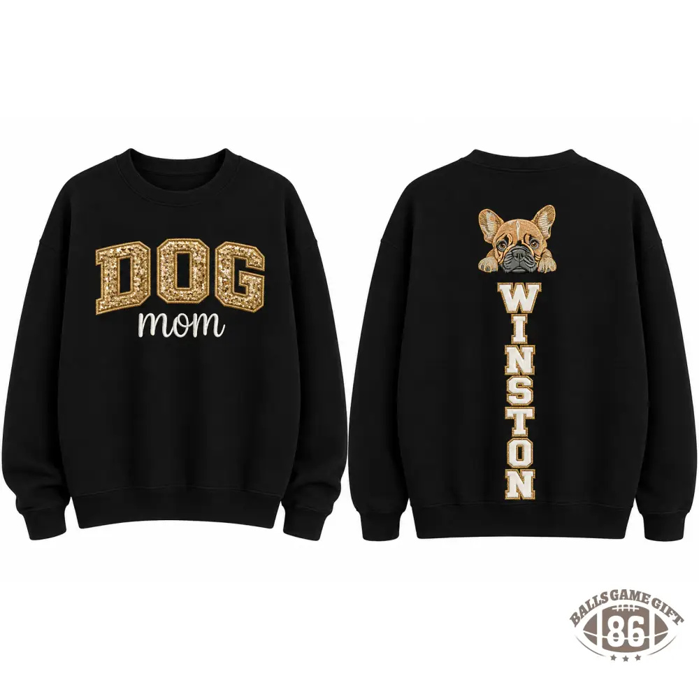 Custom Dog Mom Sweatshirt Personalized Dog Name French Bulldog Graphic Crewneck