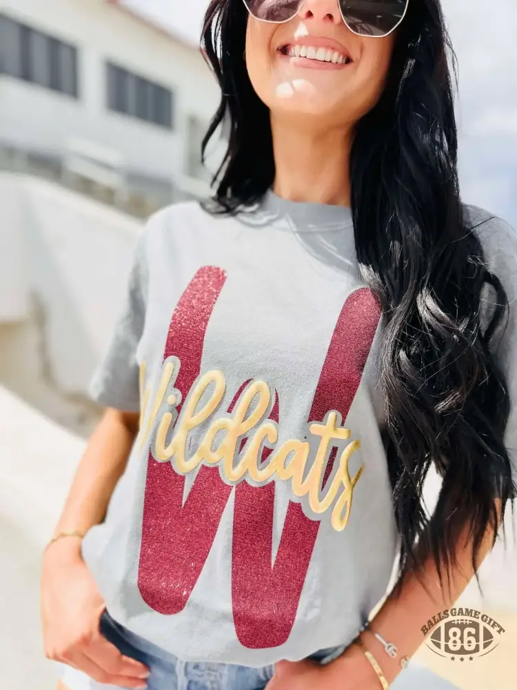 Custom Double Font Puff Glitter Graphic Tee