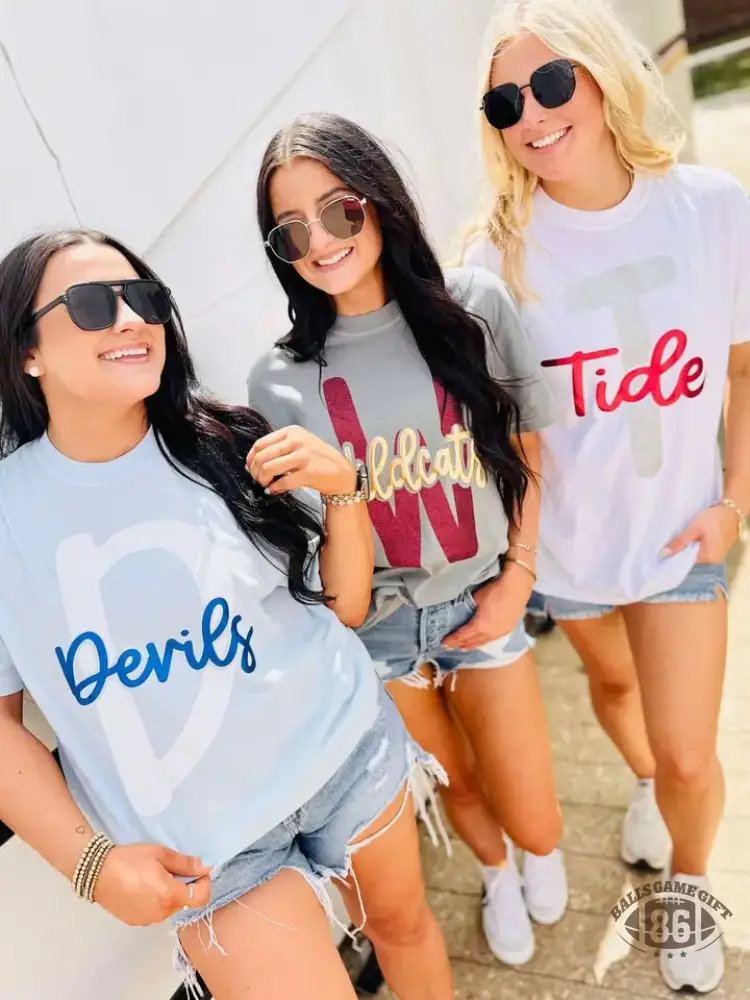 Custom Double Font Puff Glitter Graphic Tee