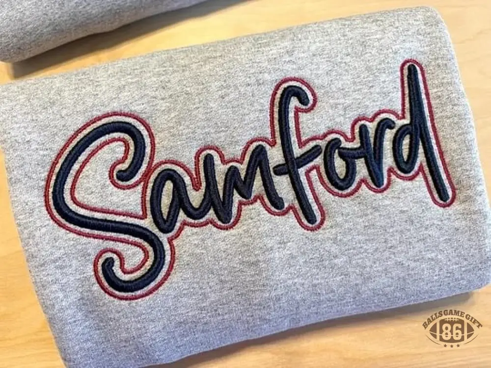 Custom Double Layer Script Embroidered Crewneck Sweatshirt