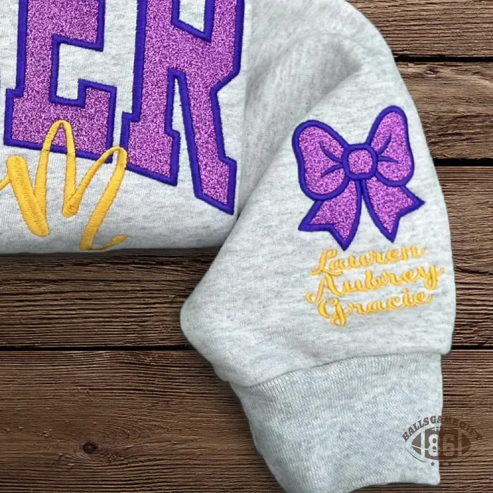 Custom Embroidered Glitter Cheer Mom T-shirt&Sweatshirt , Cheer Mom Gift