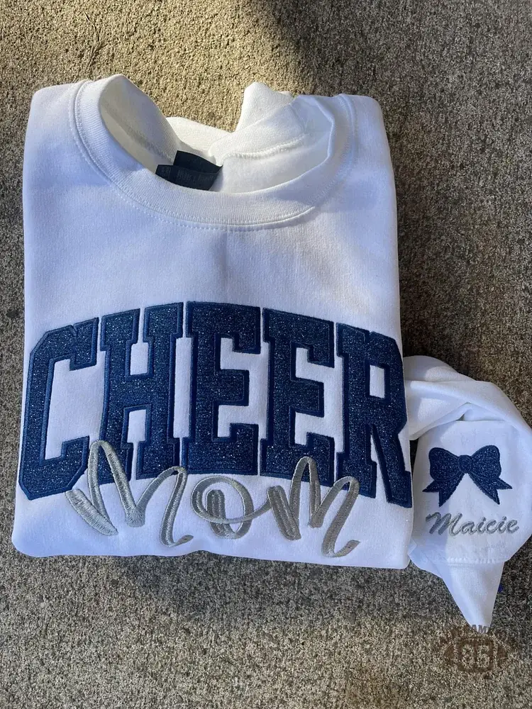Custom Embroidered Glitter Cheer Mom T-shirt&Sweatshirt , Cheer Mom Gift