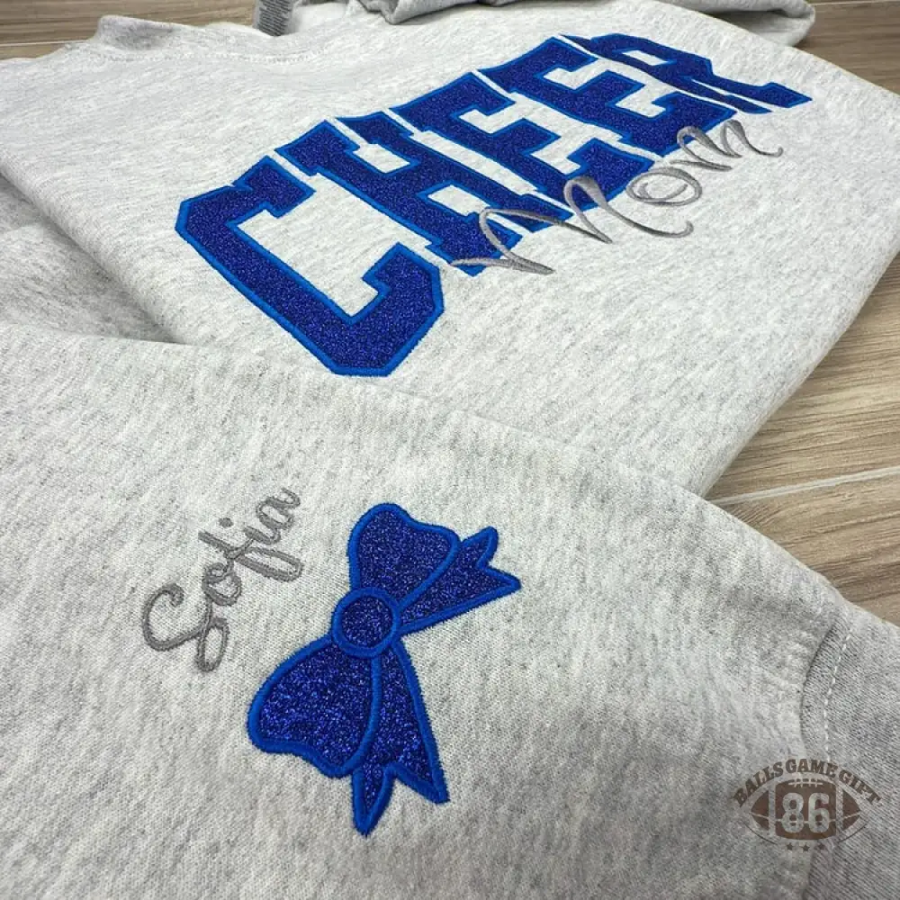 Custom Embroidered Glitter Cheer Mom T-shirt&Sweatshirt , Cheer Mom Gift