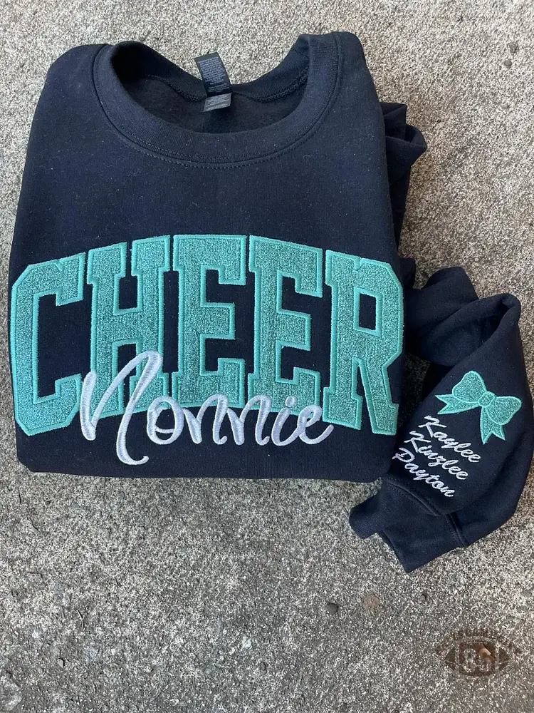 Custom Embroidered Glitter Cheer Mom T-shirt&Sweatshirt , Cheer Mom Gift