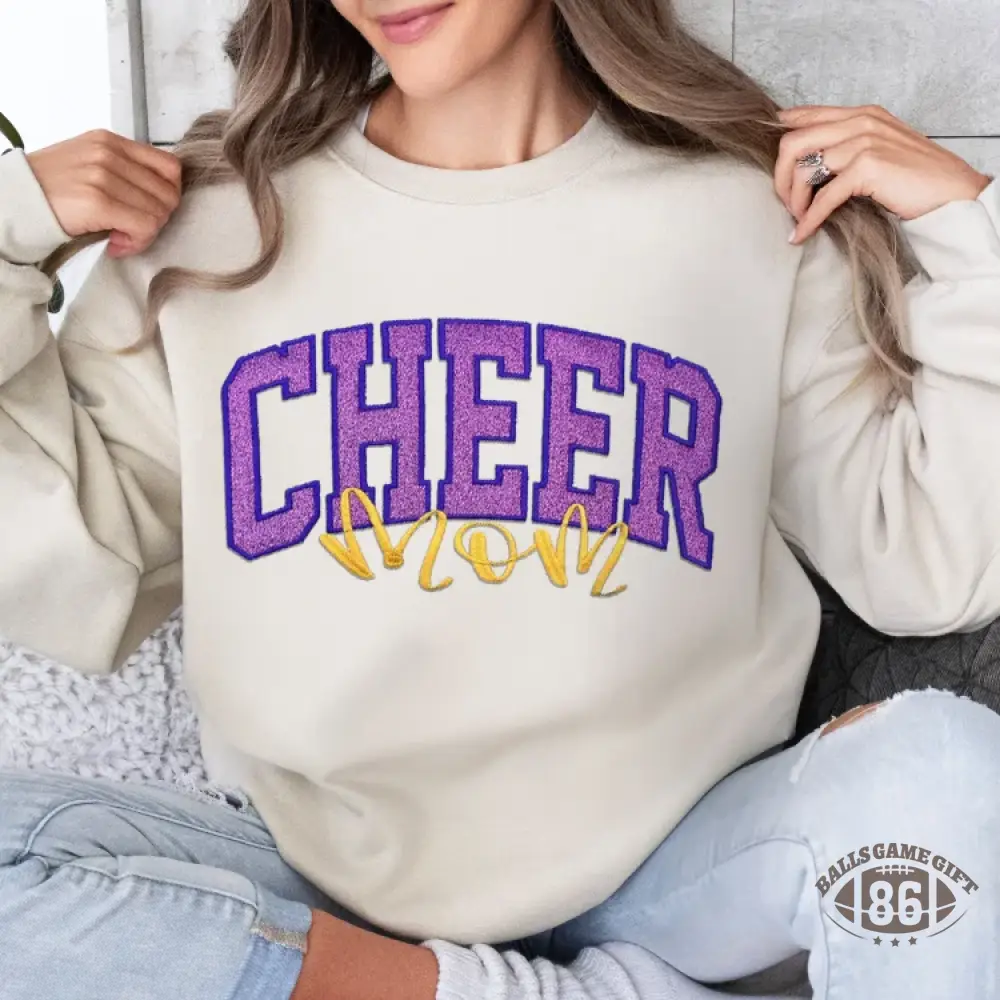 Custom Embroidered Glitter Cheer Mom T-shirt&Sweatshirt , Cheer Mom Gift
