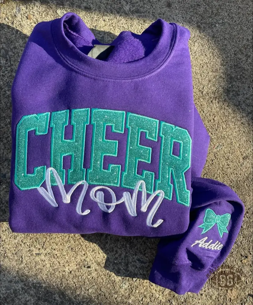 Custom Embroidered Glitter Cheer Mom T-shirt&Sweatshirt , Cheer Mom Gift