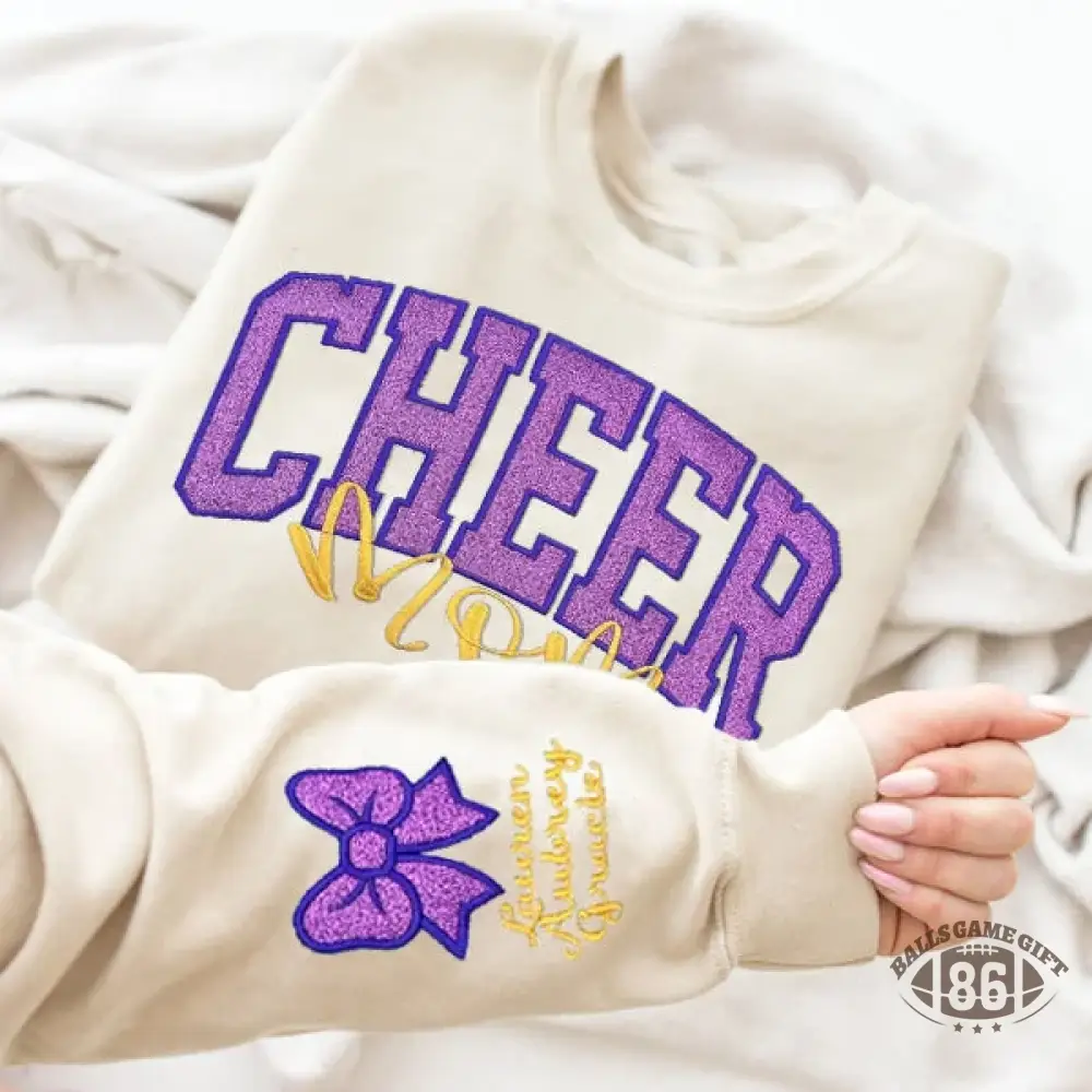Custom Embroidered Glitter Cheer Mom T-shirt&Sweatshirt , Cheer Mom Gift