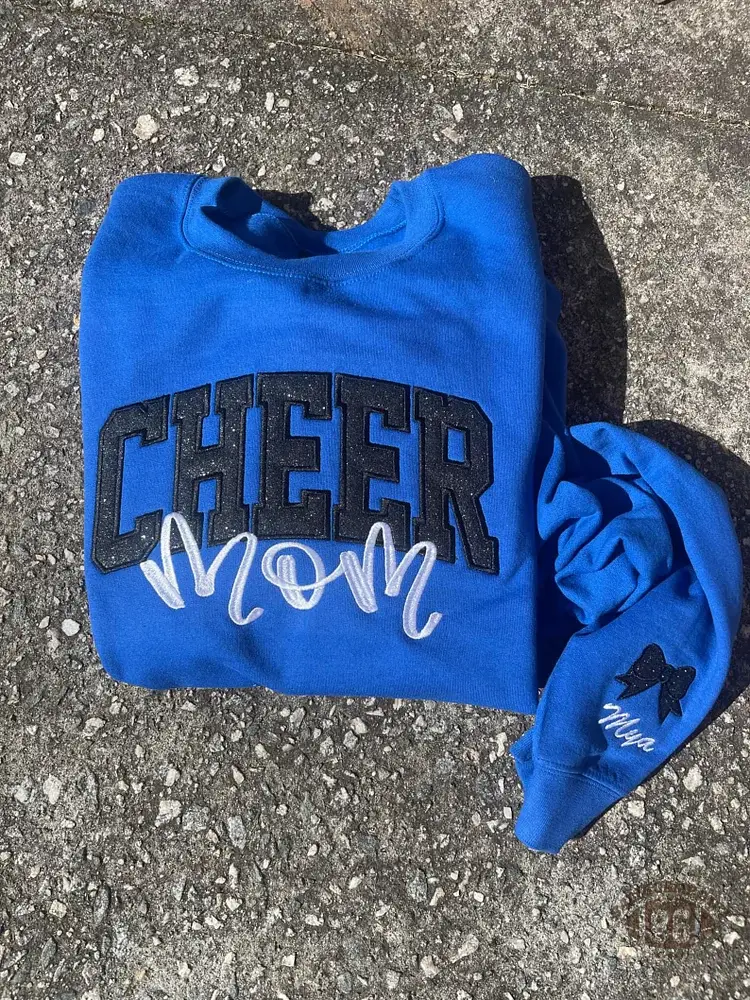 Custom Embroidered Glitter Cheer Mom T-shirt&Sweatshirt , Cheer Mom Gift