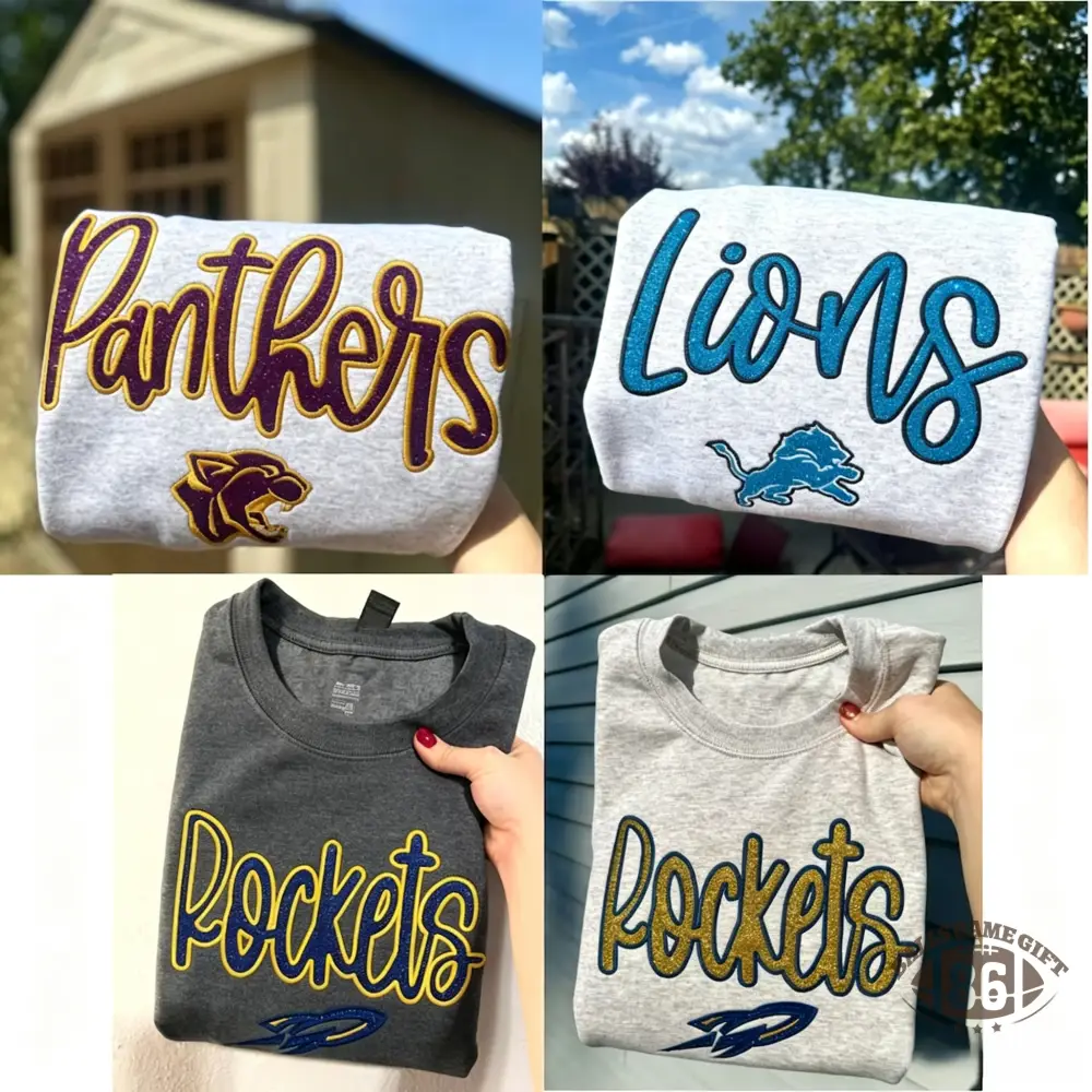 Custom Embroidered Glitter High School Sports Team Embroidered Sweatshirt 
