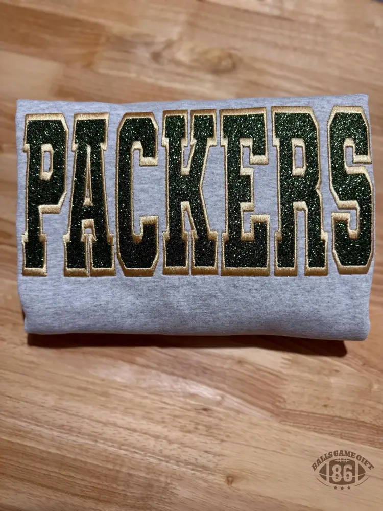 Custom Embroidered Packers Glitter Sweatshirt 