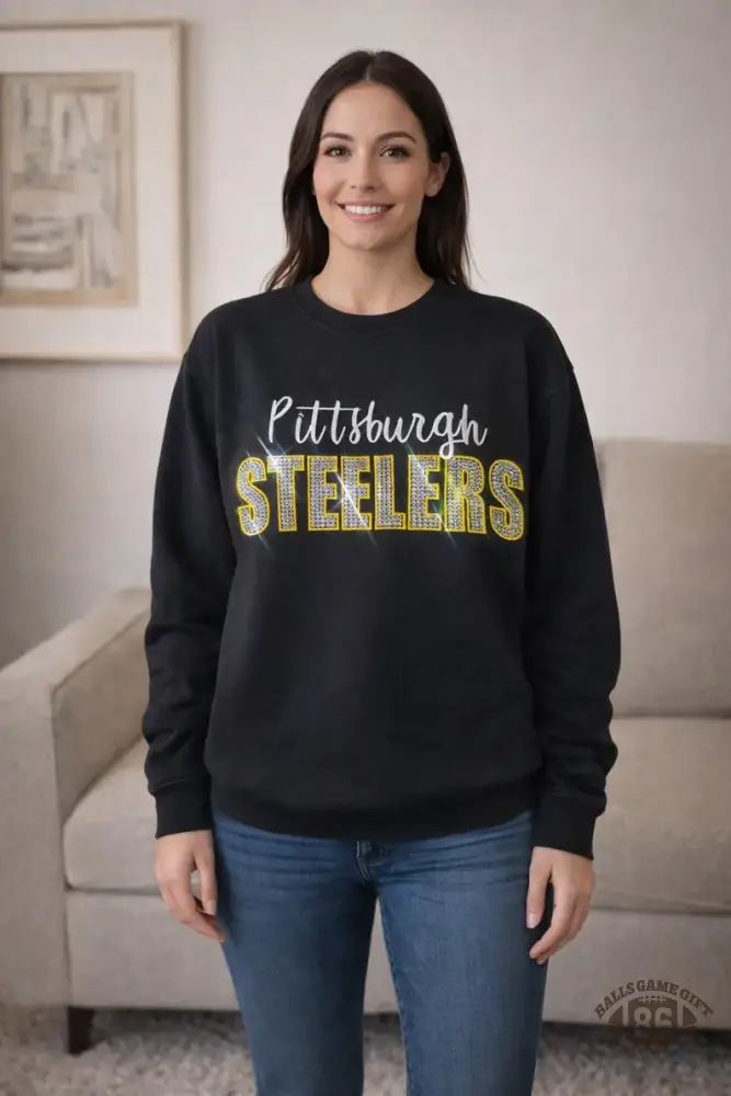 Custom Embroidered Rhinestone Game Day Pullover