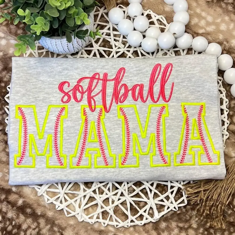 Proudstitch Softball Mama Embroidered Sweatshirt Softball Mom Hoodie Sweatshirt T-Shirt