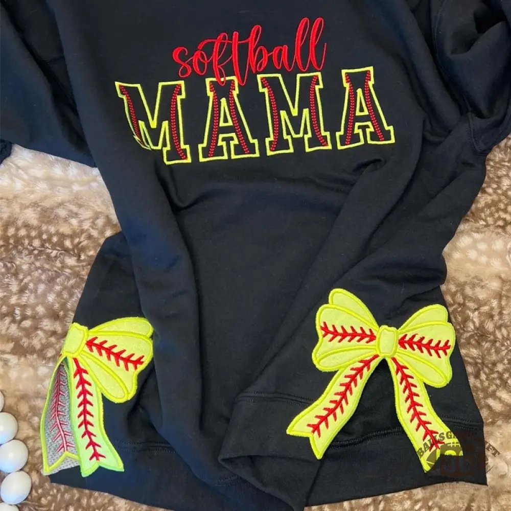 Proudstitch Softball Mama Embroidered Sweatshirt Softball Mom Hoodie Sweatshirt T-Shirt