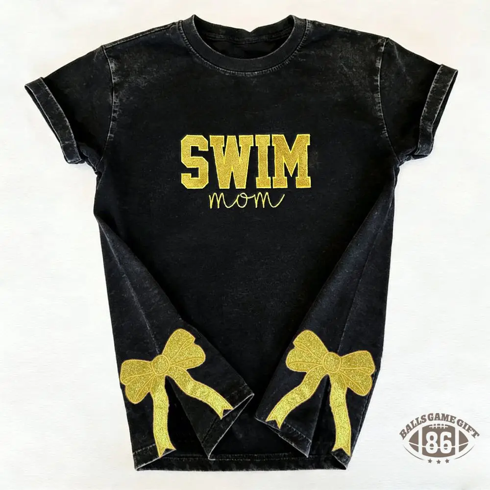Custom Embroidered Swim Mom Washed T-Shirt Swim Mom Vintage Apparel