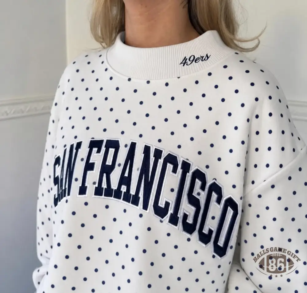 Custom Embroidered Team Name Polka Dot Mockneck - Stand-up Collar | Game Day Wear