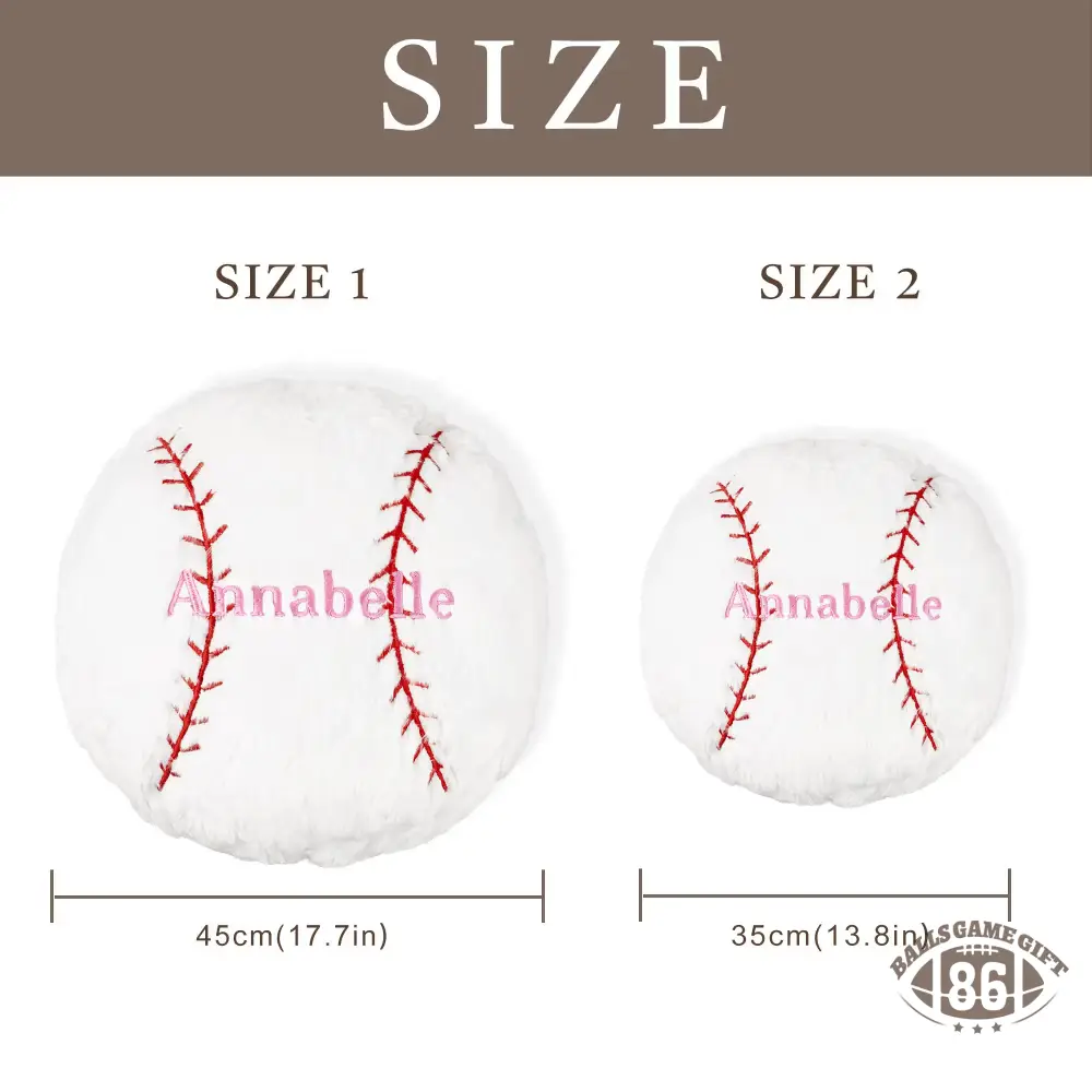 Custom Embroideried Baseball Basketball Sport Balls Soft Throw Pillow with Name Home Decor Gift 