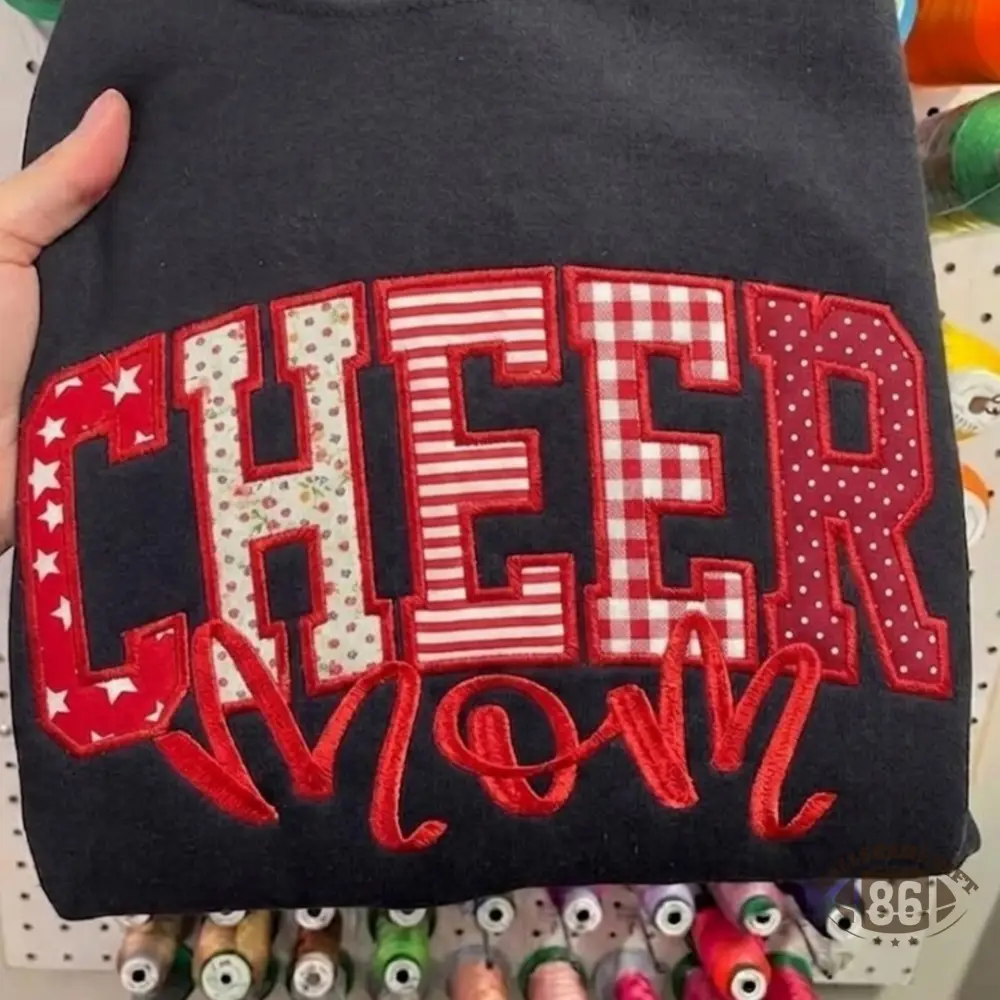  Custom Fabric Patch Letter Sweatshirt, Game Day Cheer Mom Cheerleading Mom Spirit Gift