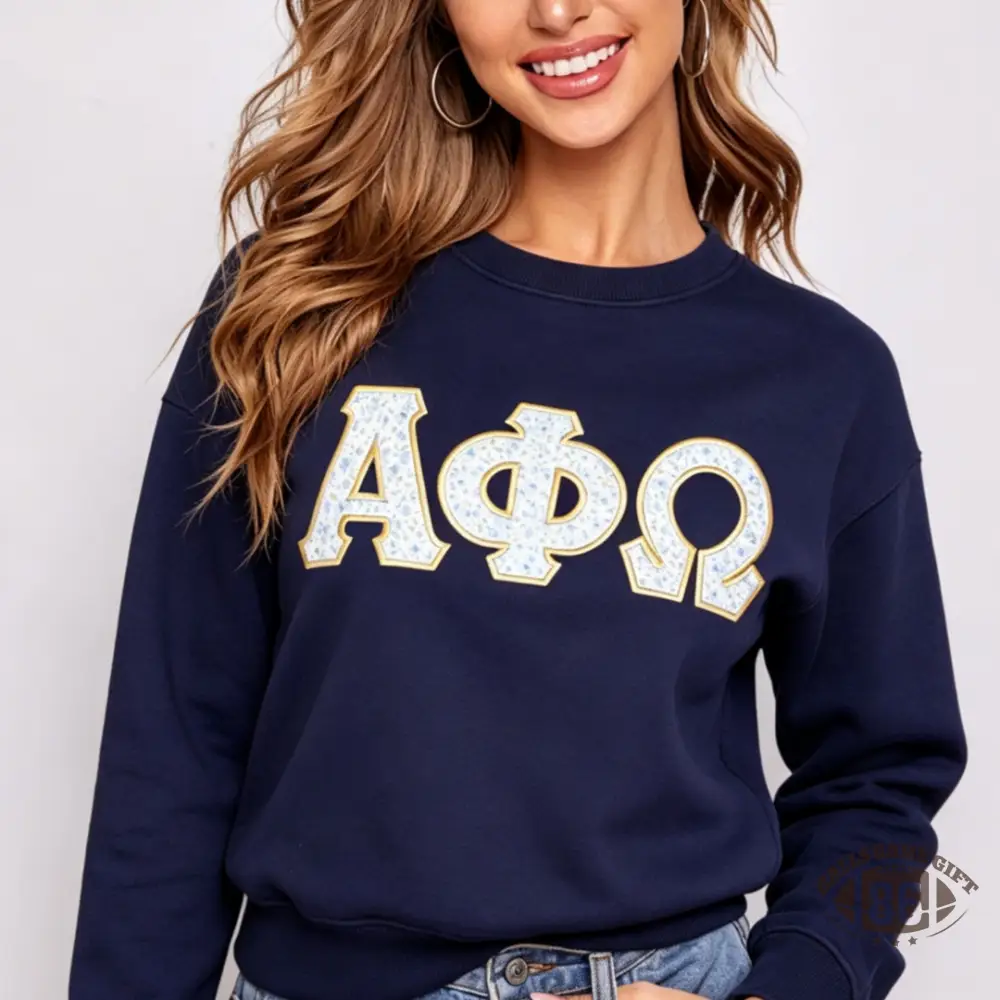 Custom Floral Greek Letter Apparel, Sorority Fraternity Patch T‑shirt Crewneck