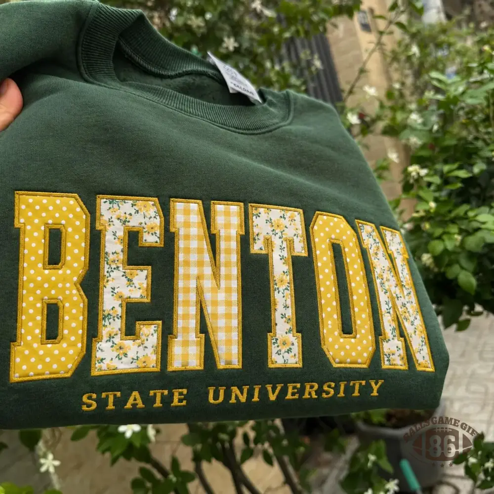 Custom Floral Plaid Name State University Crewneck Sweatshirt