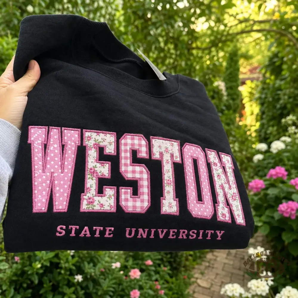Custom Floral Plaid Name State University Crewneck Sweatshirt