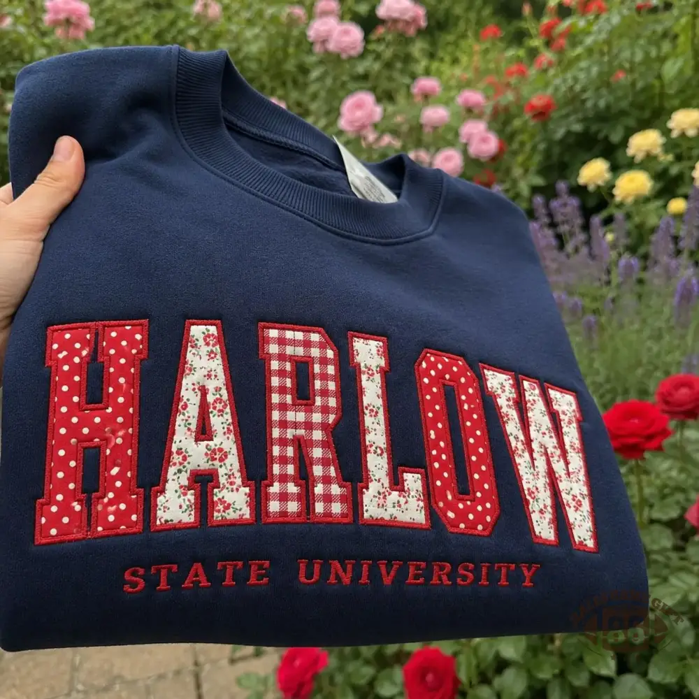 Custom Floral Plaid Name State University Crewneck Sweatshirt