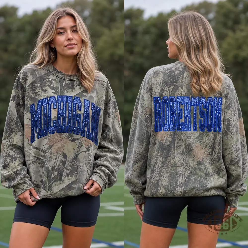 Custom Front & Back Sequin Team Name Sweatshirt | Personalized Game Day Embroidered Crewneck